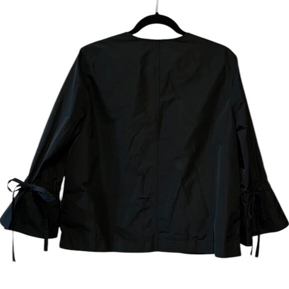 Lafayette 148 New York Johnsie Empirical Tech Cloth Zip Up Jacket Black Sz M - Picture 4 of 9